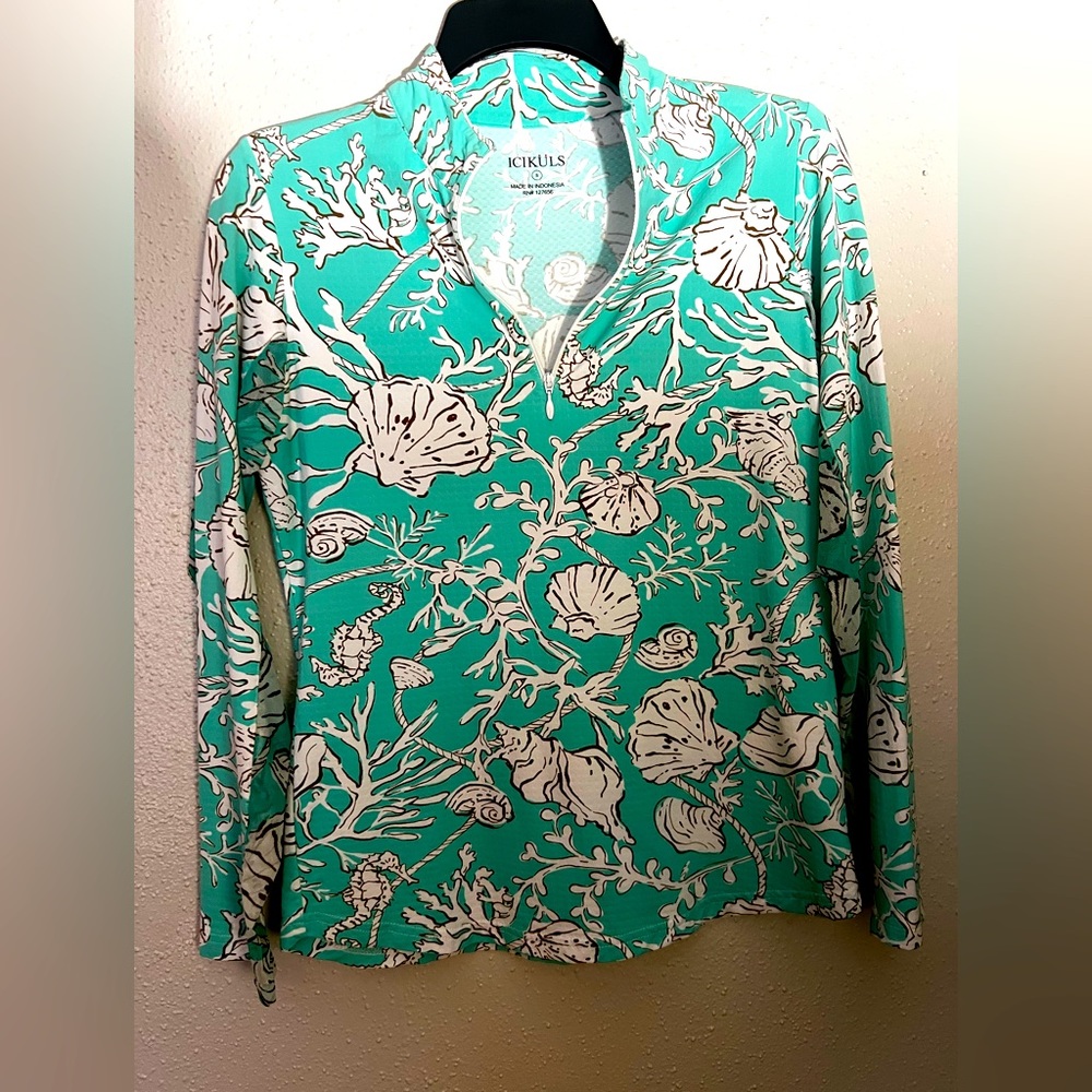 Icikuls ~ Mock Neck Long Sleeve Cooling Sun Shirt - size S - EXCELLENT condition